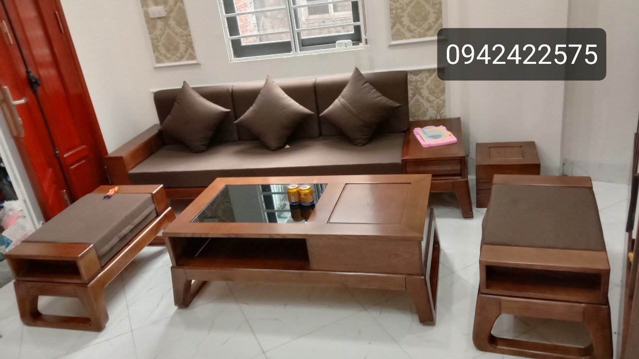 Bộ Sofa Gỗ Phòng Khách Mẫu Mới TT08 ( Gỗ Sồi Nga )